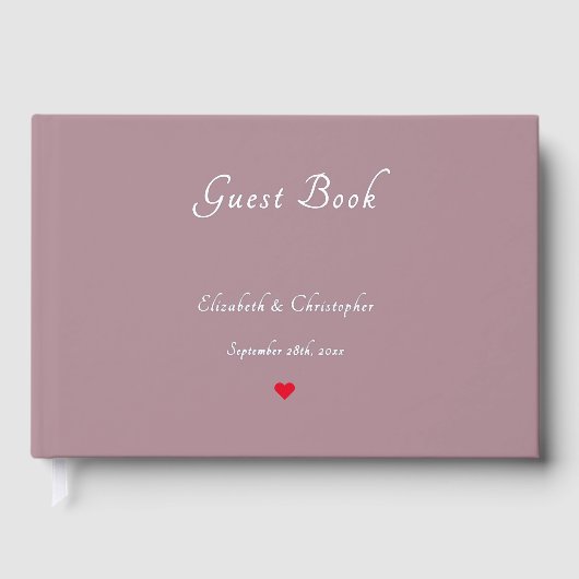 Elegant Mauve Silver Foil Weddings Jubileum Gastenboek (Voorkant)