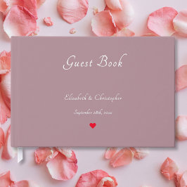 Elegant Mauve Silver Foil Weddings Jubileum Gastenboek
