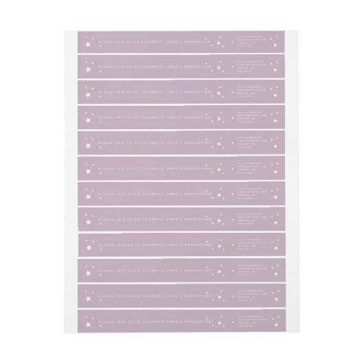 Elegant Mauve Stars Wraparound Address Label (Vel)