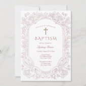 Elegant Mauve Traditional Baptism Invitation Kaart (Voorkant)
