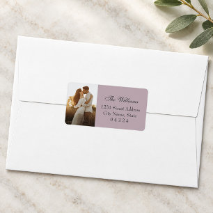 Elegant Mauve Trouwfoto Retouradres Etiket