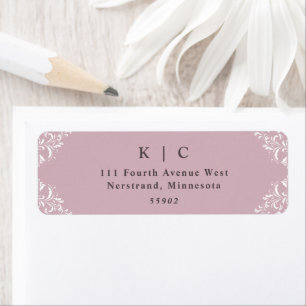 Elegant Mauve Vintage Trouw Retouradres Etiket