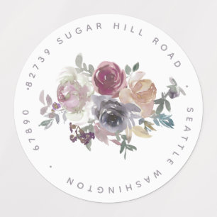 Elegant Mauve Waterverf Floral Return Address Labels