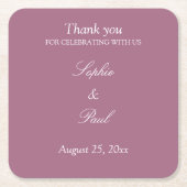 Elegant Mauve Wedding Bedankt Kartonnen Onderzetters (Voorkant)