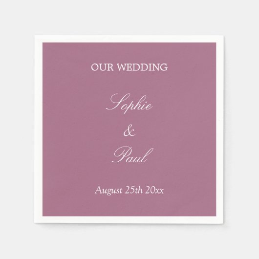 Elegant Mauve Wedding Napkins Servet (Voorkant)