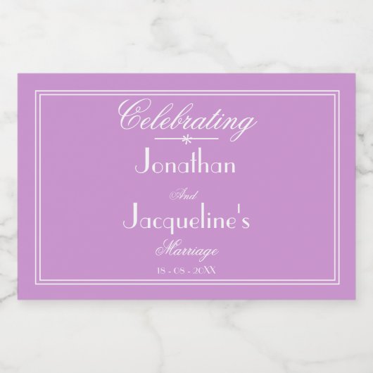 Elegant Mauve Wedding Personalized Cool Cute Mini Sparkling Wijnetiket (Enkel label)