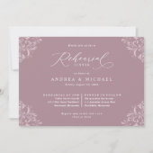 Elegant Mauve Wedding Rehearsal Dinner Kaart (Voorkant)