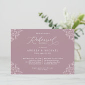 Elegant Mauve Wedding Rehearsal Dinner Kaart (Staand voorkant)