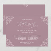 Elegant Mauve Wedding Rehearsal Dinner Kaart (Voorkant / Achterkant)