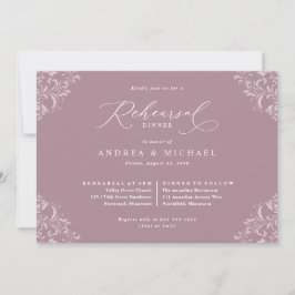 Elegant Mauve Wedding Rehearsal Dinner Kaart