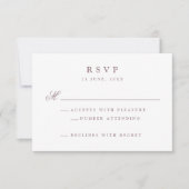 Elegant Mauve Wedding RSVP Kaartje (Voorkant)