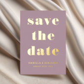 Elegant Mauve Wedding Save the Date Gold Folie Uitnodiging