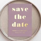 Elegant Mauve Wedding Save the Date Gold Folie Uitnodiging