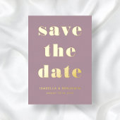 Elegant Mauve Wedding Save the Date Gold Folie Uitnodiging