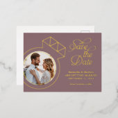 Elegant Mauve Wedding Save the Date Photo Folie Uitnodiging Briefkaart (Voorkant / Achterkant)
