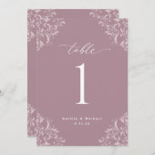 Elegant Mauve Wedding Table Numbers Kaarten (Voorkant / Achterkant)