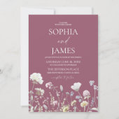 Elegant Mauve Wildflower Floral Flowers Wedding Kaart (Voorkant)