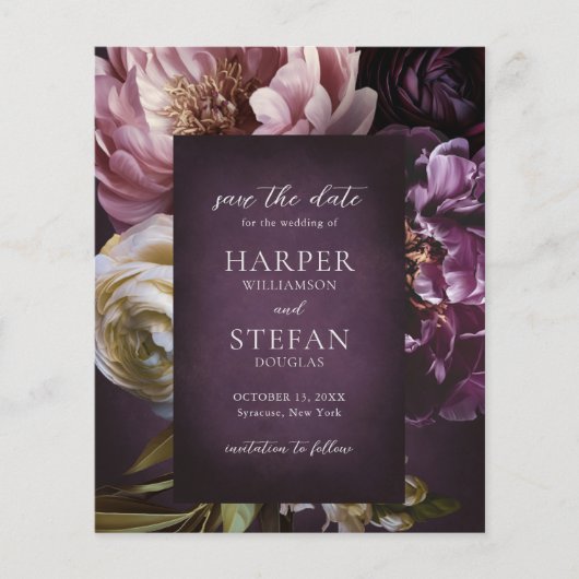 Elegant Maximalist Floral Wedding Save the Date Flyer (Voorkant)