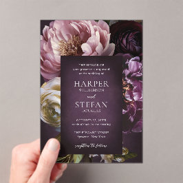 Elegant Maximalist Purple Floral Wedding Acryl Uitnodigingen