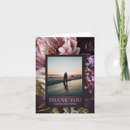 Elegant Maximalist Purple Floral Wedding Bedankkaart