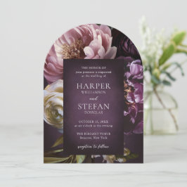 Elegant Maximalist Purple Floral Wedding Kaart
