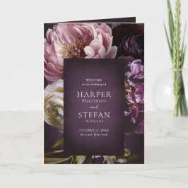 Elegant Maximalist Purple Floral Wedding Programma