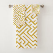Elegant Maze Modern Art - Gold & White Bad Handdoek (Insitu)
