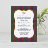 Elegant McDonald Tartan Pset Wedding Invitation Kaart (Staand voorkant)