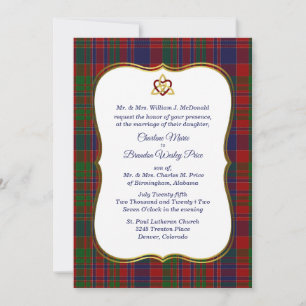 Elegant McDonald Tartan Pset Wedding Invitation Kaart