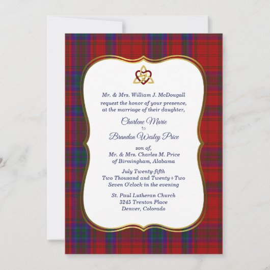 Elegant McDougall Tartan Wedding Invitation Kaart (Voorkant)