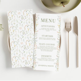Elegant Meadow Flower Wedding Menu
