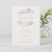Elegant Meadow Minimalist Floral Save the Date Kaart (Staand voorkant)
