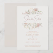 Elegant Meadow Minimalist Floral Save the Date Kaart (Voorkant / Achterkant)