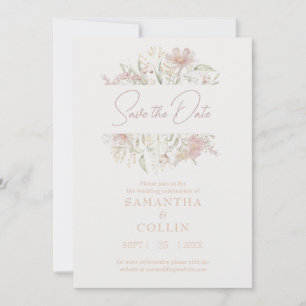 Elegant Meadow Minimalist Floral Save the Date Kaart