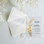 Elegant Meadow Wildflower Bruiloft Bewaar de datum Acryl Uitnodigingen