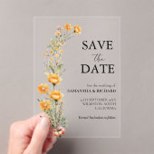 Elegant Meadow Wildflower Bruiloft Bewaar de datum Acryl Uitnodigingen (Insitu (Draagbaar))