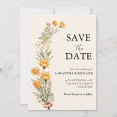 Elegant Meadow Wildflower Bruiloft Bewaar de datum Kaart (Voorkant)