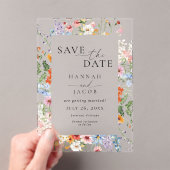Elegant Meadow Wildflower Wedding Save the Date Acryl Uitnodigingen (Insitu (Draagbaar))