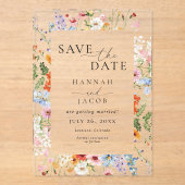 Elegant Meadow Wildflower Wedding Save the Date Acryl Uitnodigingen (Voorkant)