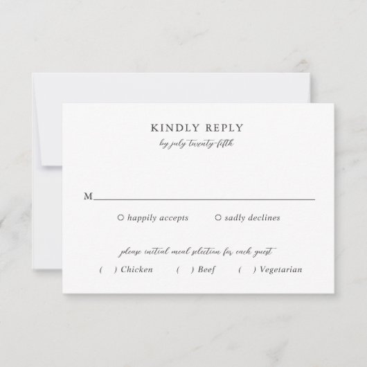 Elegant Meal Choice Classic Wedding RSVP Kaartje (Voorkant)