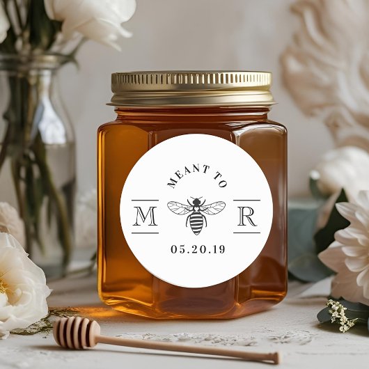 Elegant Meant to Bee Honey Wedding Favor Ronde Sticker