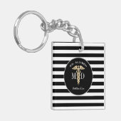 Elegant Medical Doctor Caduceus Black Gepersonalis Sleutelhanger (Voorkant Links)
