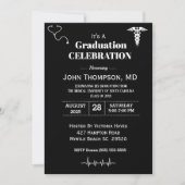 Elegant Medical Graduation Party Black and White Kaart (Voorkant)