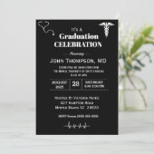 Elegant Medical Graduation Party Black and White Kaart (Staand voorkant)
