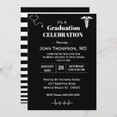 Elegant Medical Graduation Party Black and White Kaart (Voorkant / Achterkant)