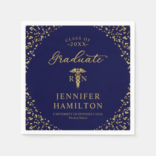 Elegant Medical Nursing School Blue Afstuderen Servet (Voorkant)