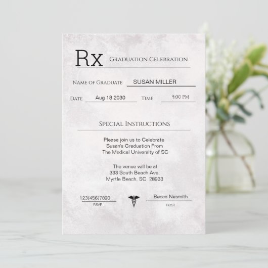 Elegant Medical Prescription Pad Afstuderen Kaart (Staand voorkant)
