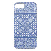 Elegant Medieval French Lace Blue and White Case-Mate iPhone Case (Achterkant)