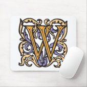 Elegant Medieval Letter W Antiek Monogram Muismat (Met muis)