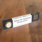 Elegant Medieval Letter W Antiek Monogram Naambordje (Zijkant)